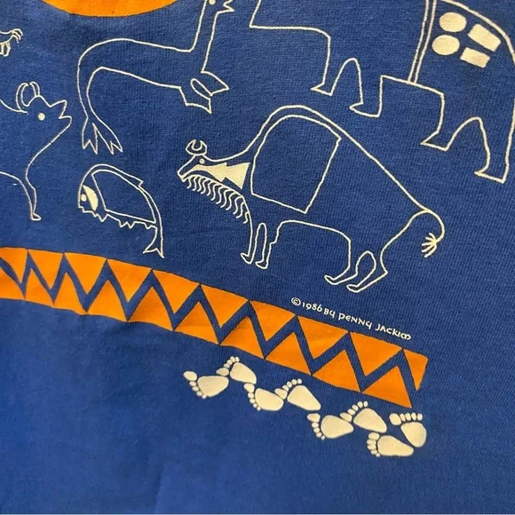 Vintage Rare Penny Jackim Chief Seattle Native American Single Stitch Shirt Blue - Picture 4 of 9